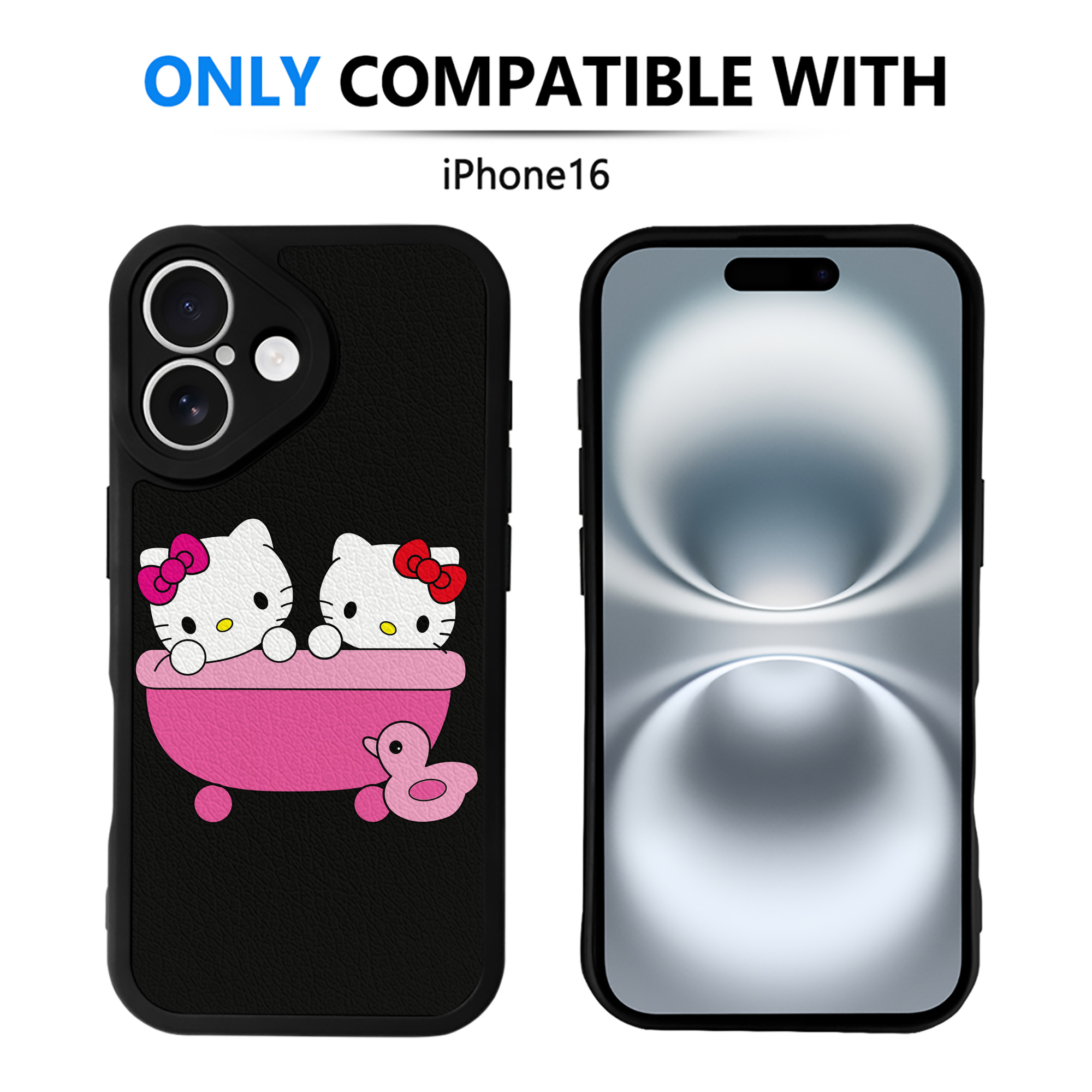 （画像用） Hello Kitty ハローキティ 【iPhone 16シリーズ対応】シリコンスマホケース（レザー調） 材質：シリコン